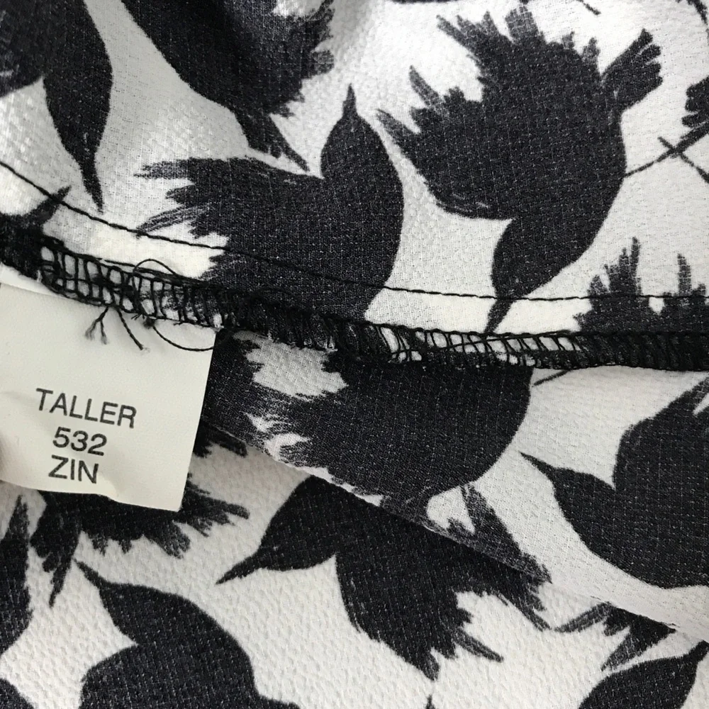 ZARA BOAT NECK BABYDOLL ABSTRACT ALLOVER PRINT BALOON LONG SLEEVES WOMENS XS
